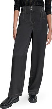 DKNY Topstitch Straight Leg Pants