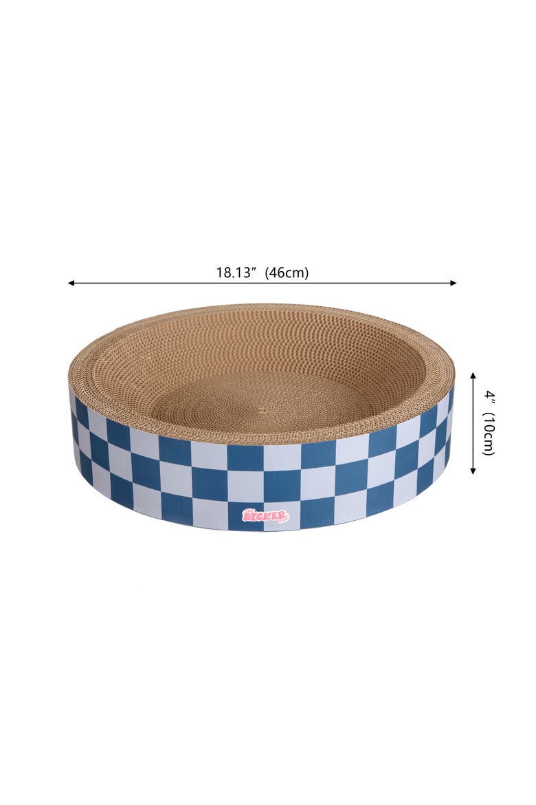 Daisy Modern Cardboard Bowl Cat Scratcher with Catnip, Alternate, color, Navy/Blue