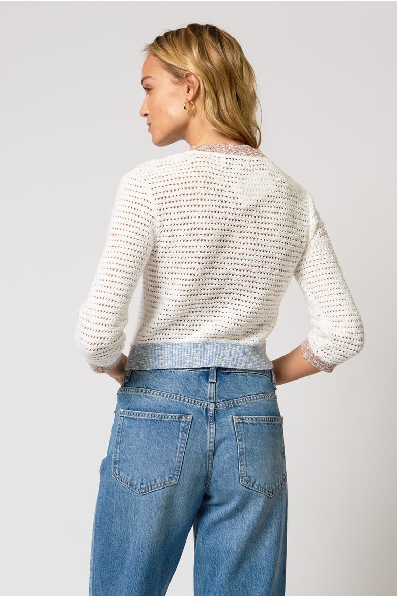 Ora Melange Crochet Sweater, Alternate, color, IVORY MULTI