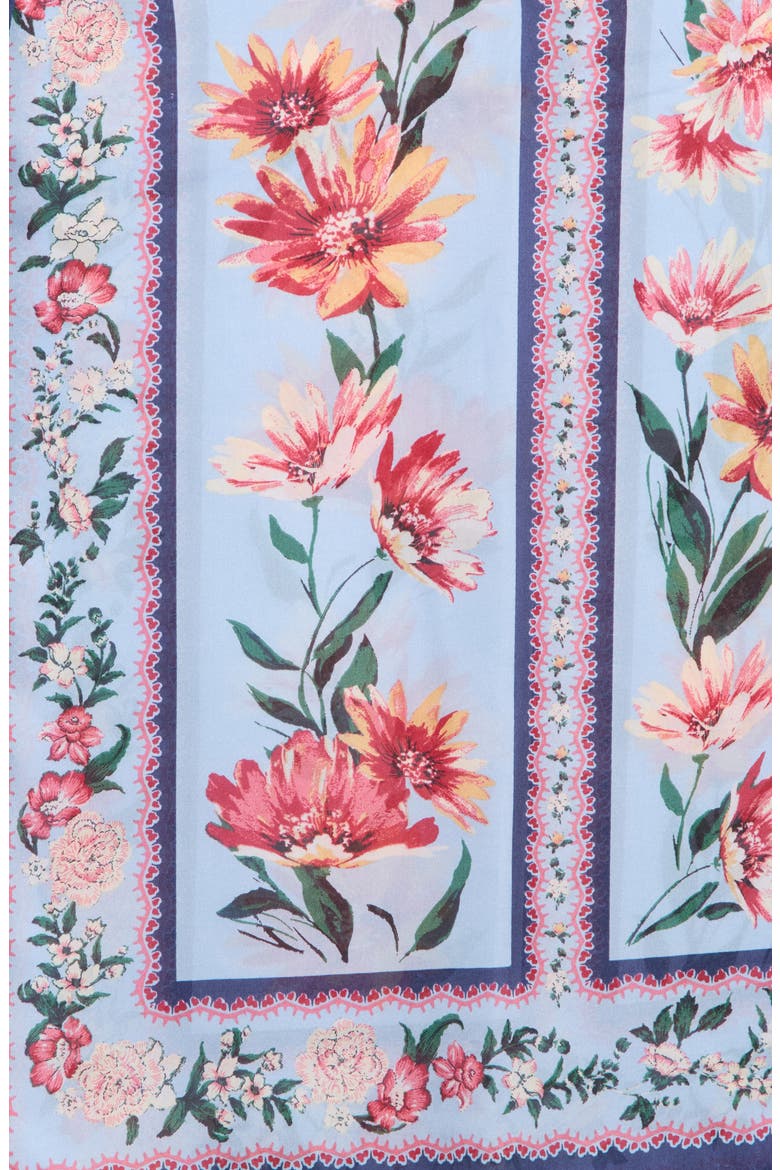 Trailing Floral Satin Square Scarf, Alternate, color, BLUE