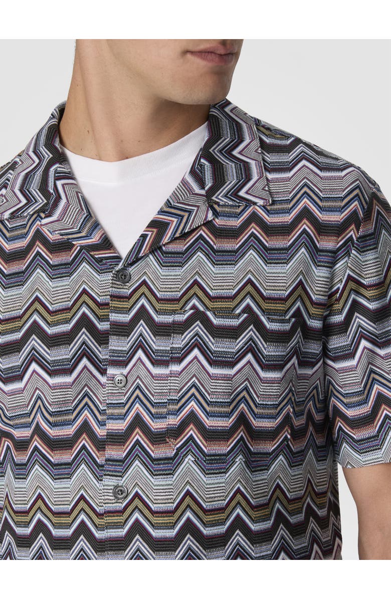 Missoni Bowling Shirt With Geometric Zigzag, Alternate, color, Multicoloured