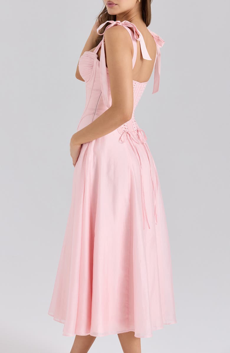 HOUSE OF CB Leia Tie Strap Corset Midi Dress, Alternate, color, Pink