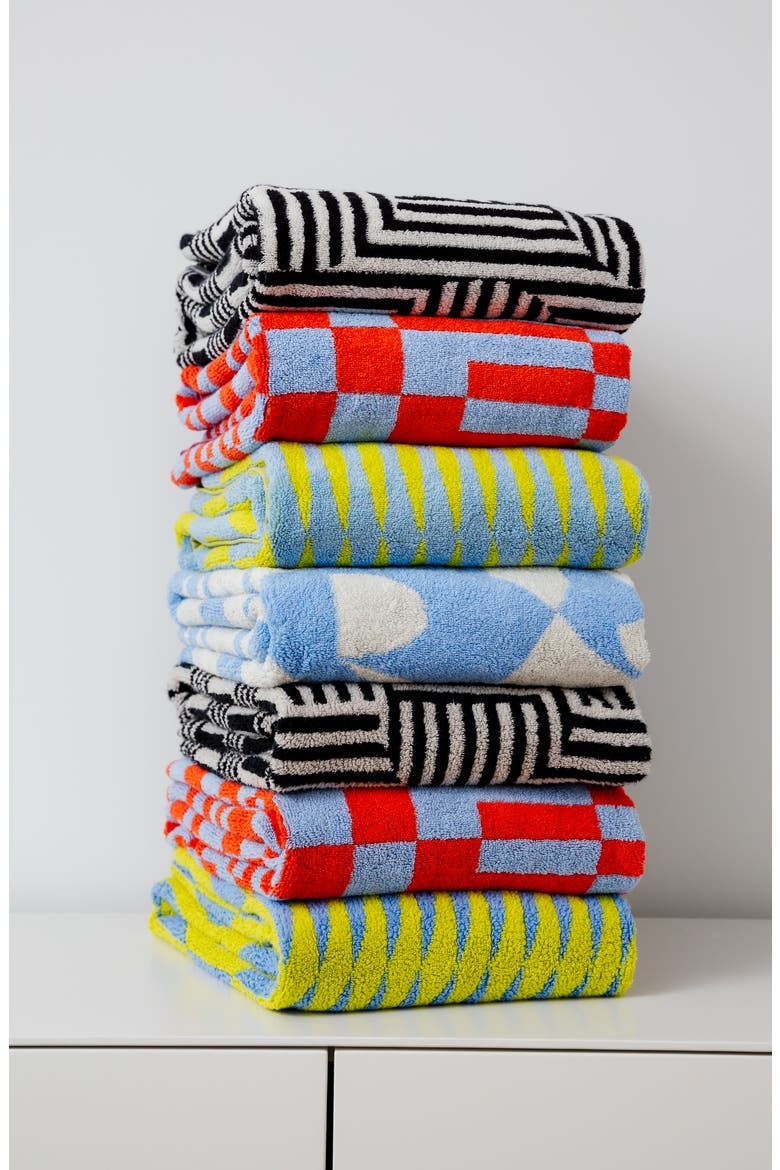 Hepta Jacquard Reversible Bath Towel, Alternate, color, BLUE MULTI