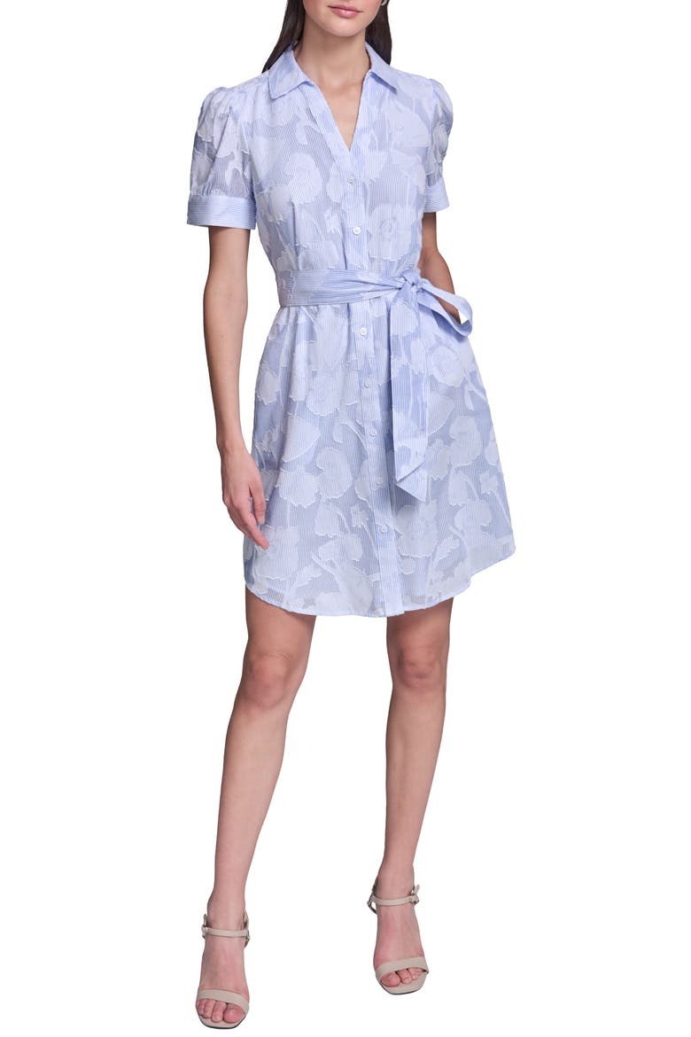Floral Burnout Shirtdress, Main, color, BLUE MULTI