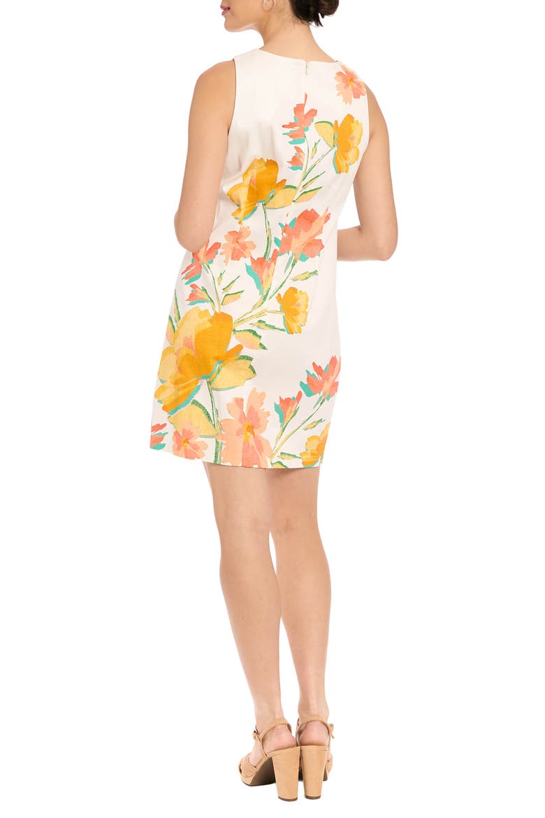 Floral Cotton Sateen Shift Dress, Alternate, color, SOFT WHITE/ MARIGOLD