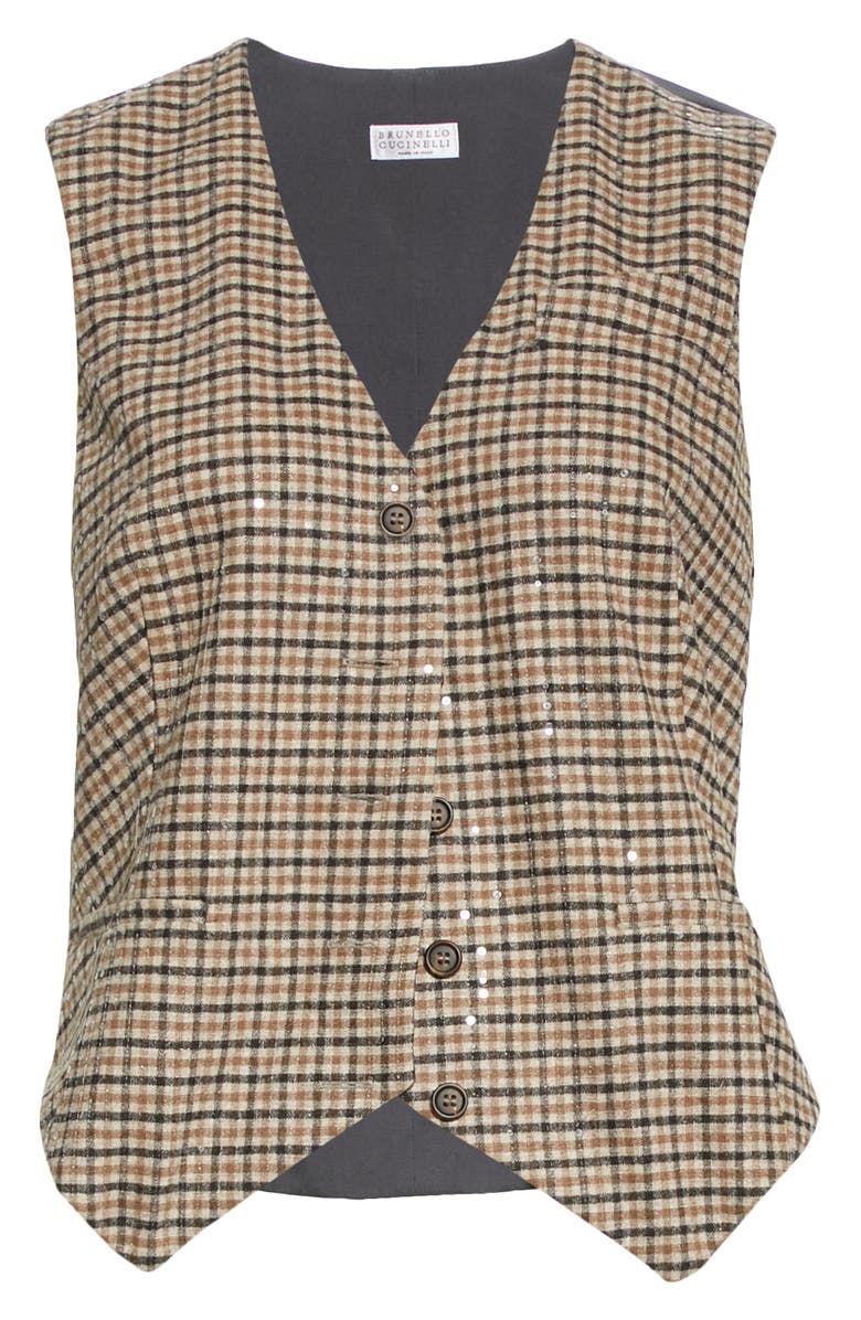 Brunello Cucinelli Sequin Check Vest, Alternate, color, 