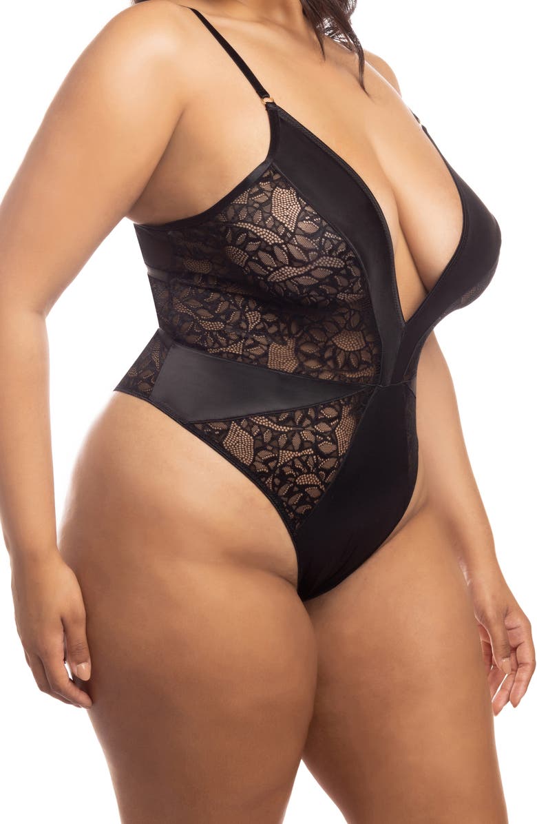 Oh La La Cheri Amaya Lace Teddy, Main, color, Black