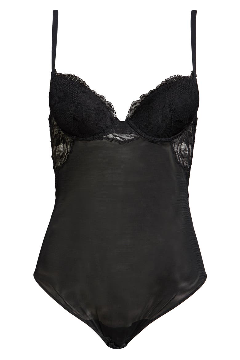 Brigitta Padded Underwire Bodysuit, Alternate, color, BLACK
