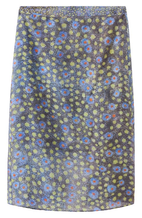 Printed Overlay Midi Skirt