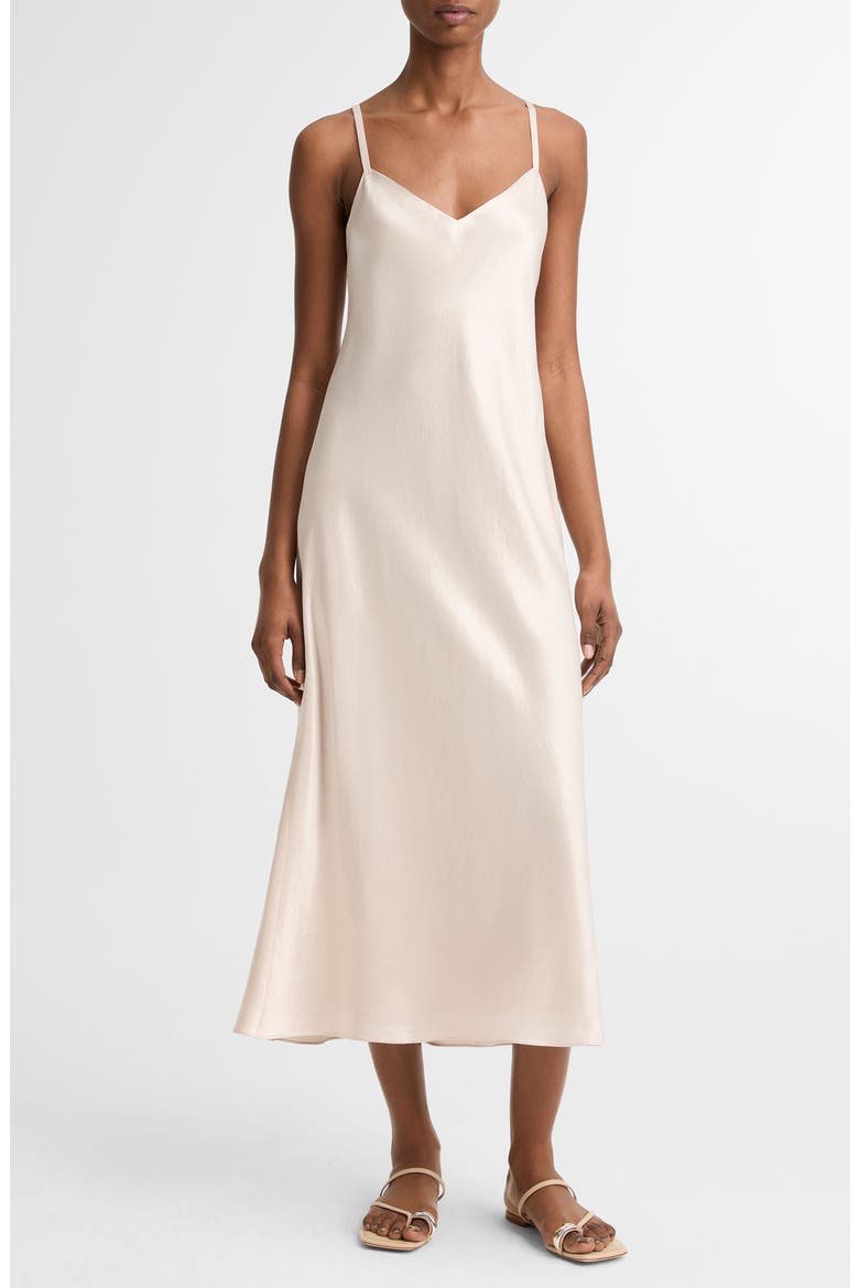 V-Neck Cotton & Modal Satin Slipdress, Main, color, CHAMPAGNE
