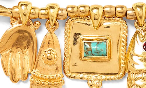Chan Luu Charm Safety Pin Brooch In Gold
