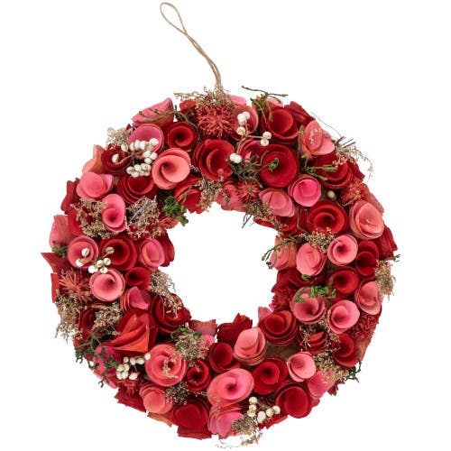 Northlight Wooden Roses Artificial Valentine's Day Wreath In Pink