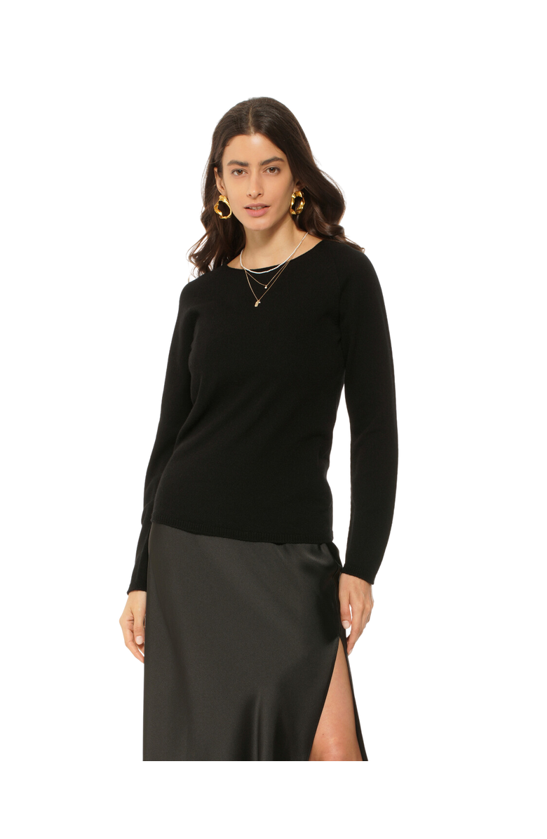 Monticelli Cashmere Ultralight Pure Cashmere Raglan Crewneck Sweater, Alternate, color, Charcoal