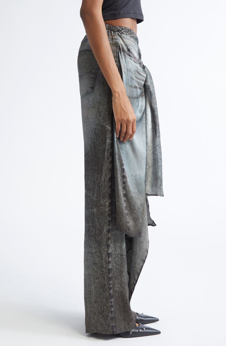 DIESEL<sup>®</sup> P-Aloma Trompe l'Oeil Skirt Pants, Alternate, color, Black/ Denim