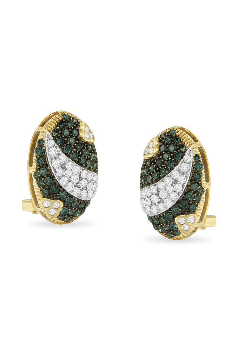 14K Yellow Gold 2-1/10 Cttw Diamond Oval Omega Back Stud Earring, Main, color, Yellow