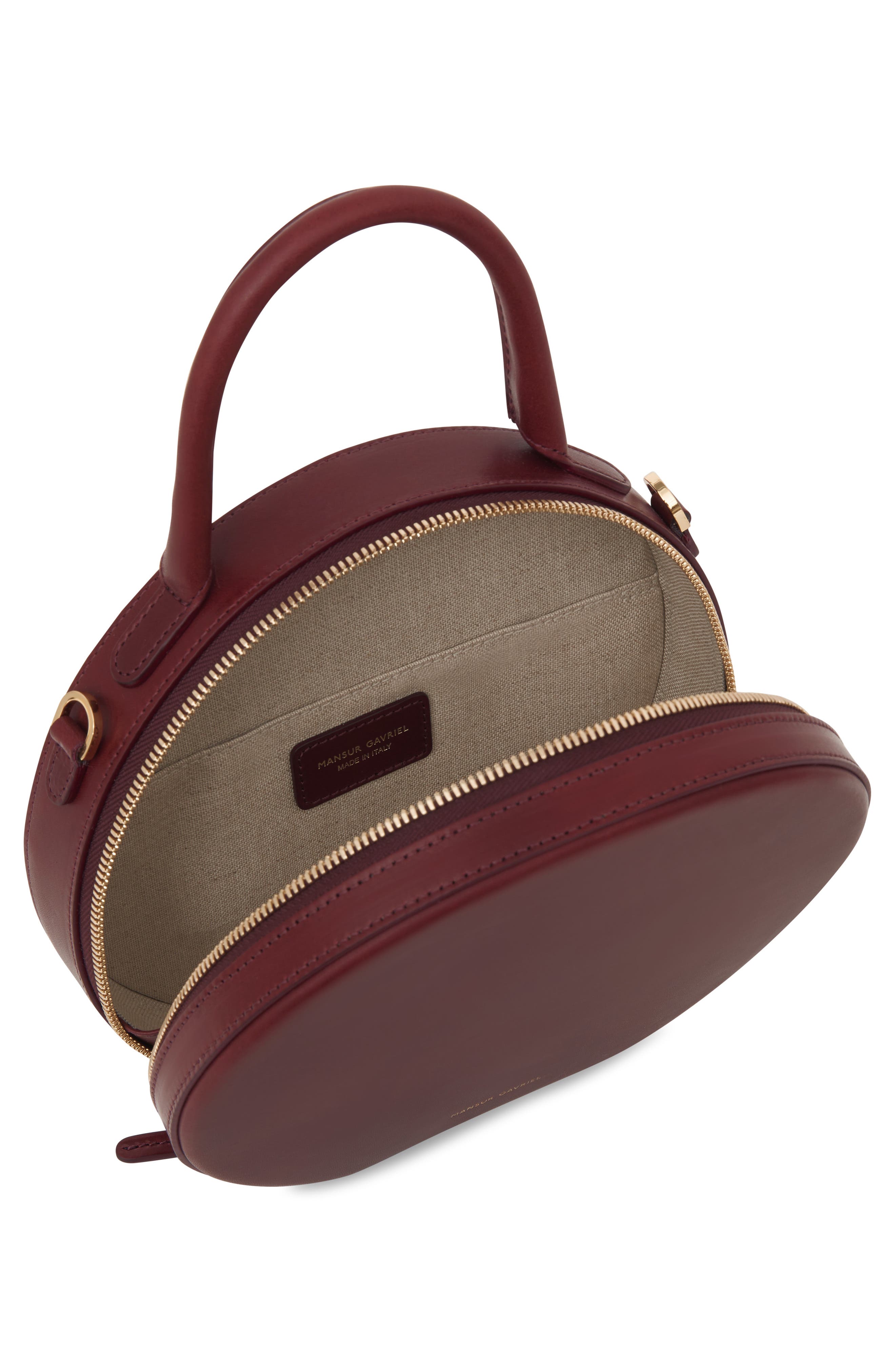 Leather Circle Crossbody Bag, Alternate, color, BORDO