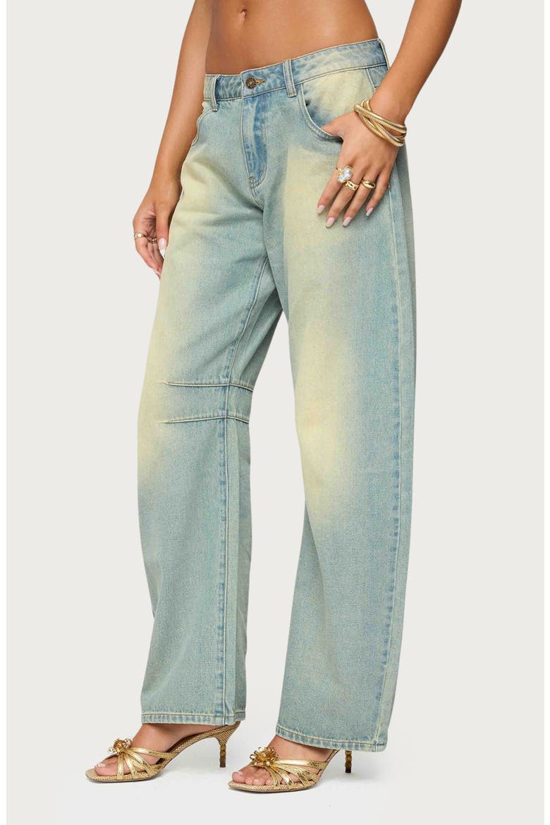 Cayden Low Rise Barrel Leg Jeans, Alternate, color, BLUE-VINTAGE-WASHED