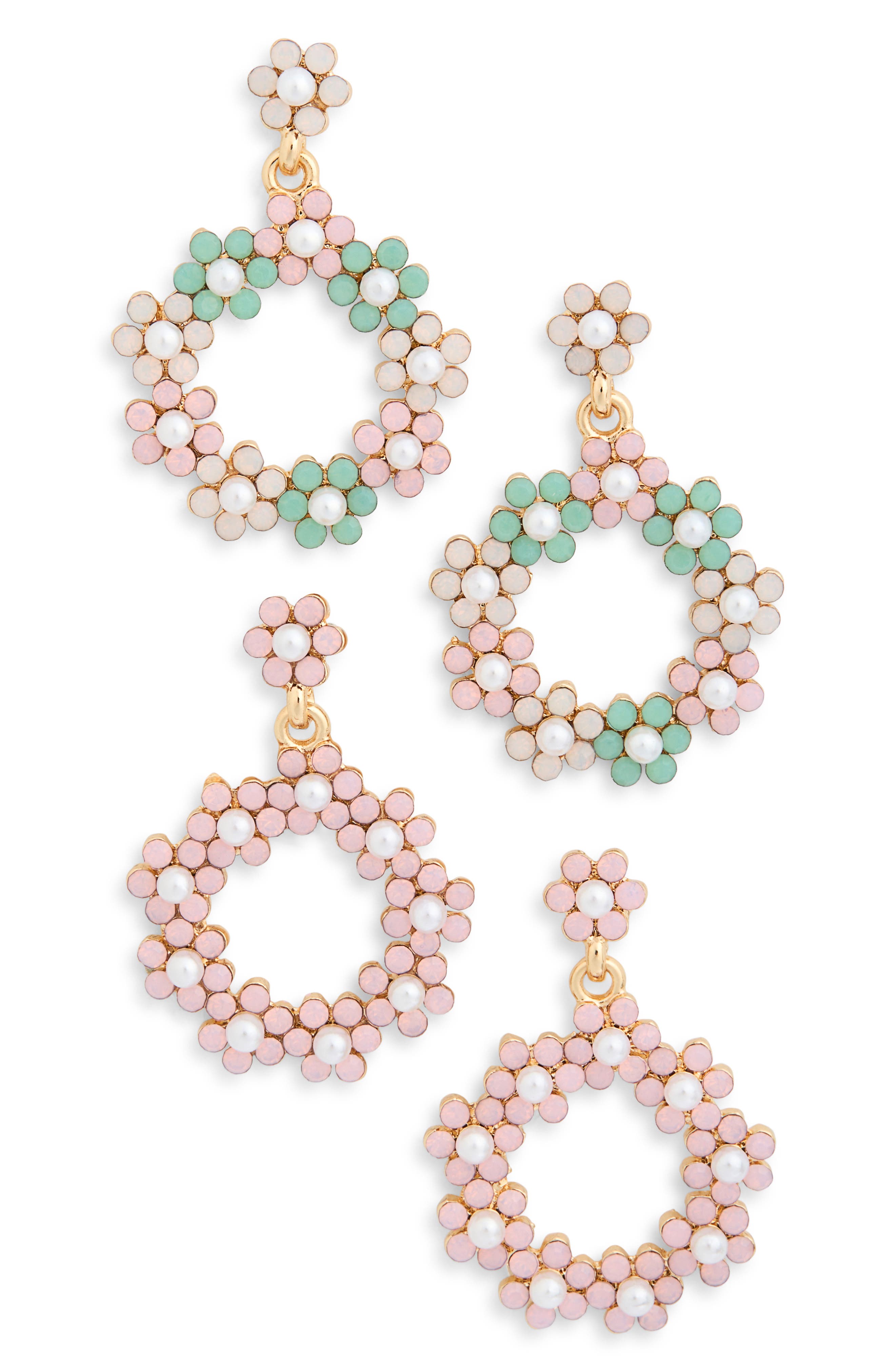 Tasha Set of 2 Flower Drop Earrings (Women) | Nordstromrack