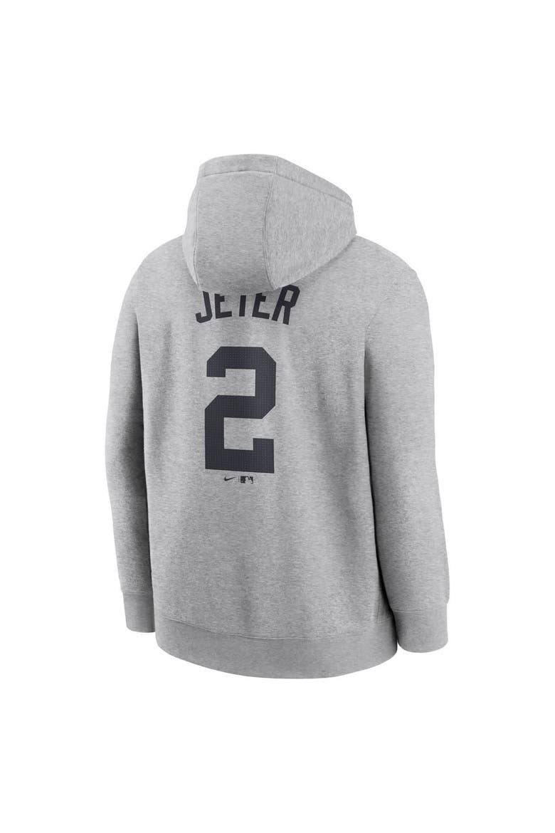 Men's Nike Derek Jeter Heather Gray New York Yankees Player Name & Number Club Fleece Pullover Hoodie, Alternate, color, Heather Gray