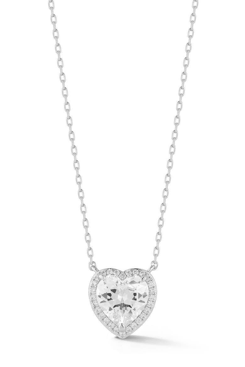 Heart Cubic Zirconia Pendant Necklace, Main, color, SILVER