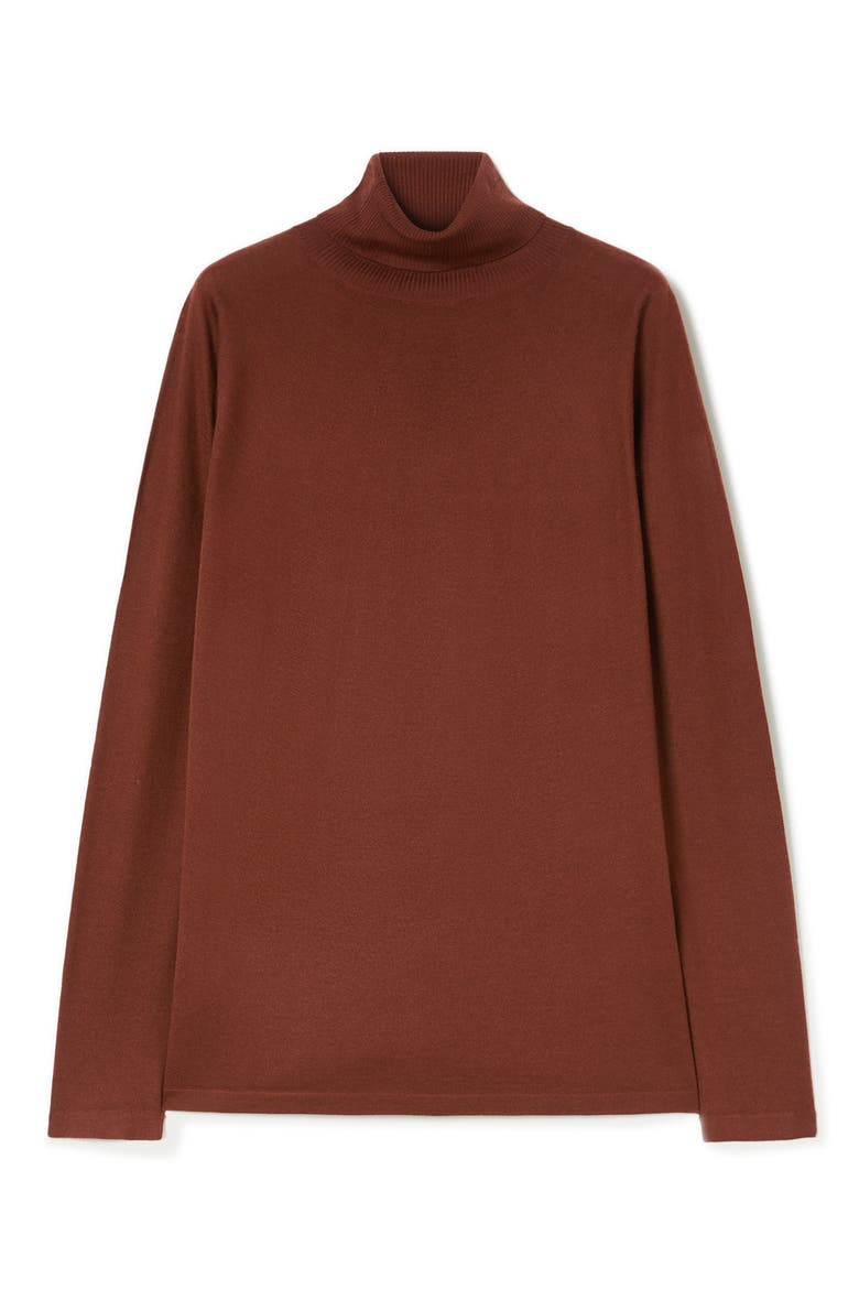 Fatima Turtleneck Virgin Wool & Cashmere Sweater, Alternate, color, CAMEL