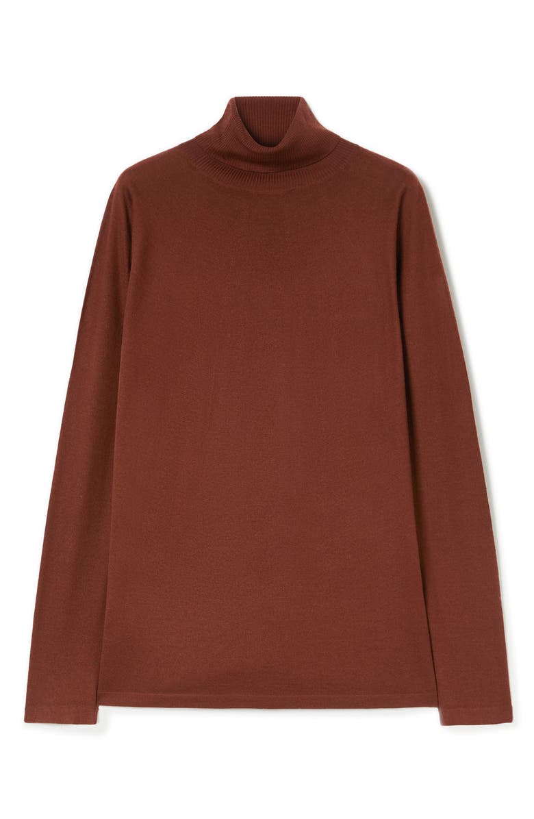 Marina Rinaldi Fatima Turtleneck Virgin Wool & Cashmere Sweater, Alternate, color, Camel