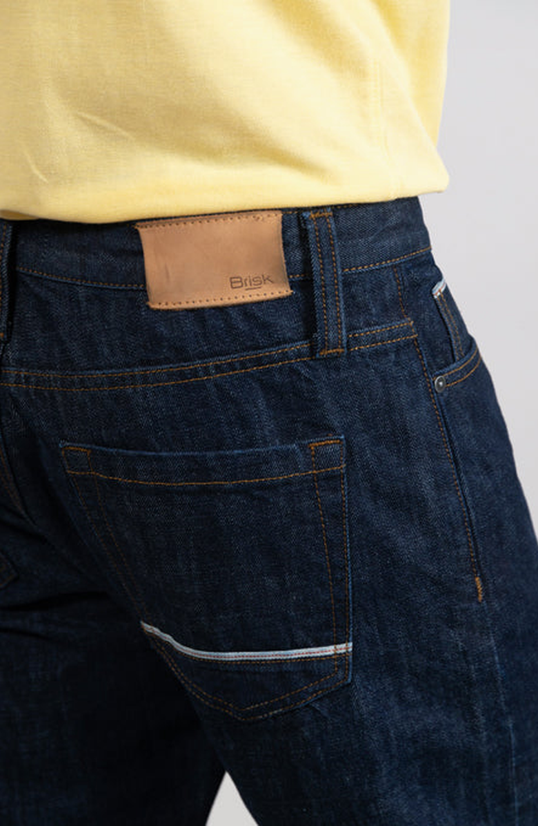 BRISK Slim Straight Selvedge Stud Jeans, Alternate, color, Dark Blue Rinse Wash