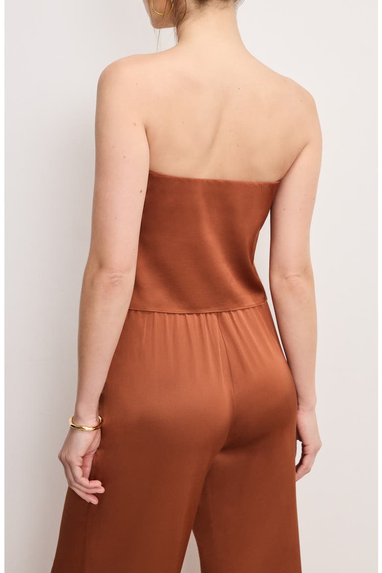 Handkerchief Hem Strapless Satin Top, Alternate, color, COPPER004