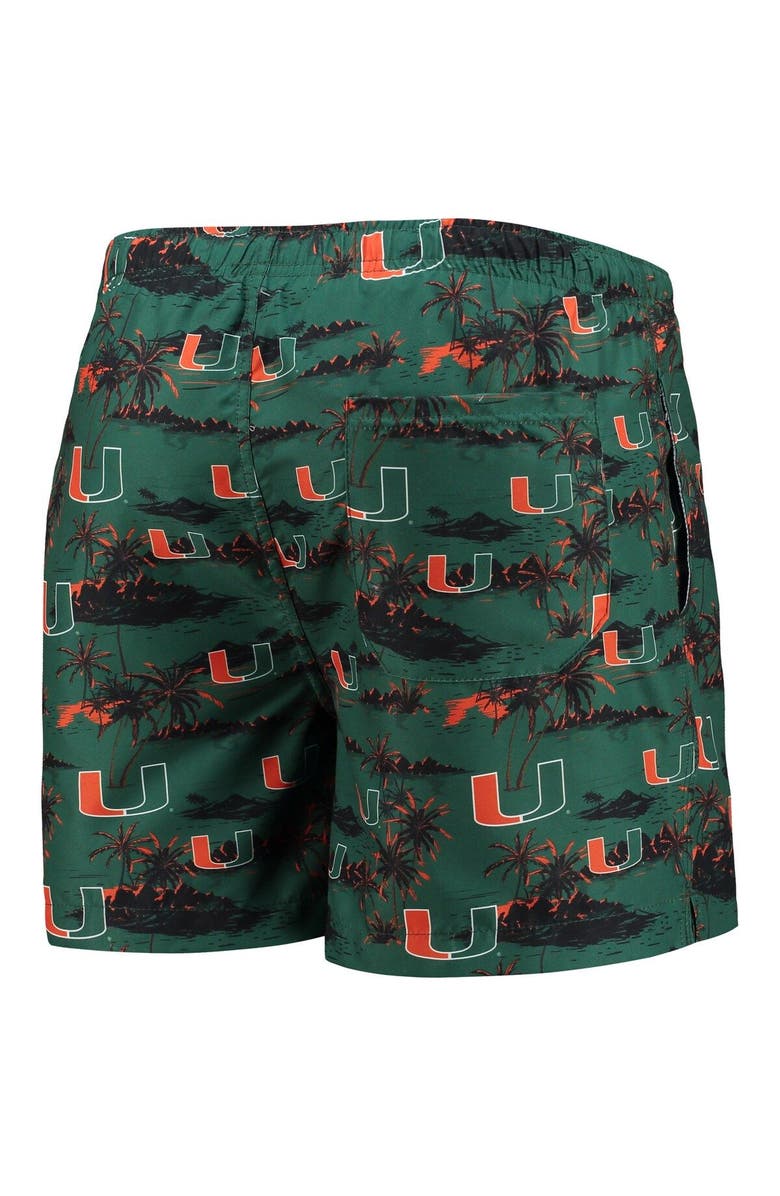 FOCO Men's FOCO Green Miami Hurricanes Island Palm Swim Trunks, Alternate, color, 