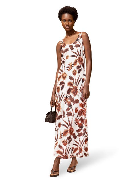 Tropical Floral Linen Blend Dress