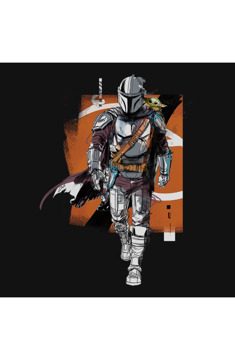 Star Wars: The Mandalorian and Grogu Girl's Star Wars The Mandalorian and Grogu Artistic Mando And The Child Pose  Graphic T-Shirt, Alternate, color, Black