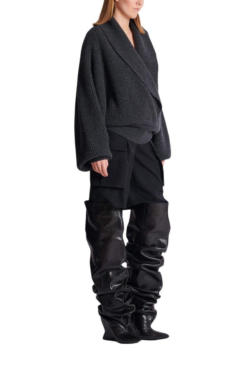 Oversized Wrap Knit Jumper, Main, color, Grey