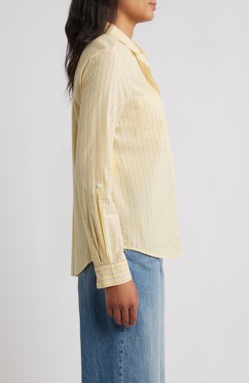 Beachlunchlounge Stripe Cotton & Modal Button-up Shirt In Yellow