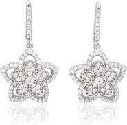 SUZY LEVIAN Pavé Cubic Zirconia Flower Drop Earrings