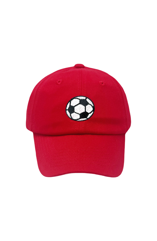 Bits & Bows Soccer Ball Twill Baseball Hat In Red