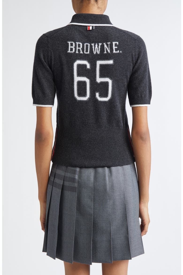 Tipped Intarsia Browne 65 Cashmere Polo Sweater, Alternate, color, DARK GREY