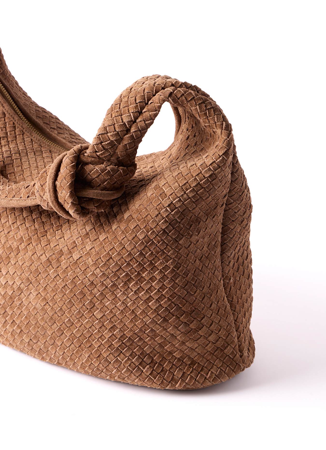 MINT VELVET Nora Tan Woven Suede Knot Detail Bag, Alternate, color, Tan