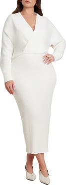 ELOQUII Wrap Sweater Maxi Dress