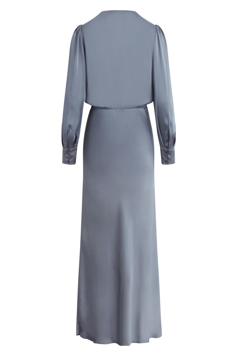 The Nita Long Sleeve Satin Maxi Dress, Alternate, color, DARK SLATE