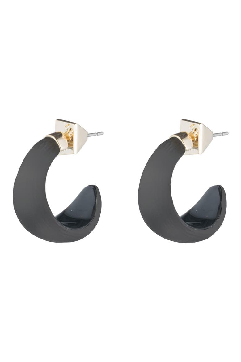 Huggie Hoop Earrings, Alternate, color, BLACK