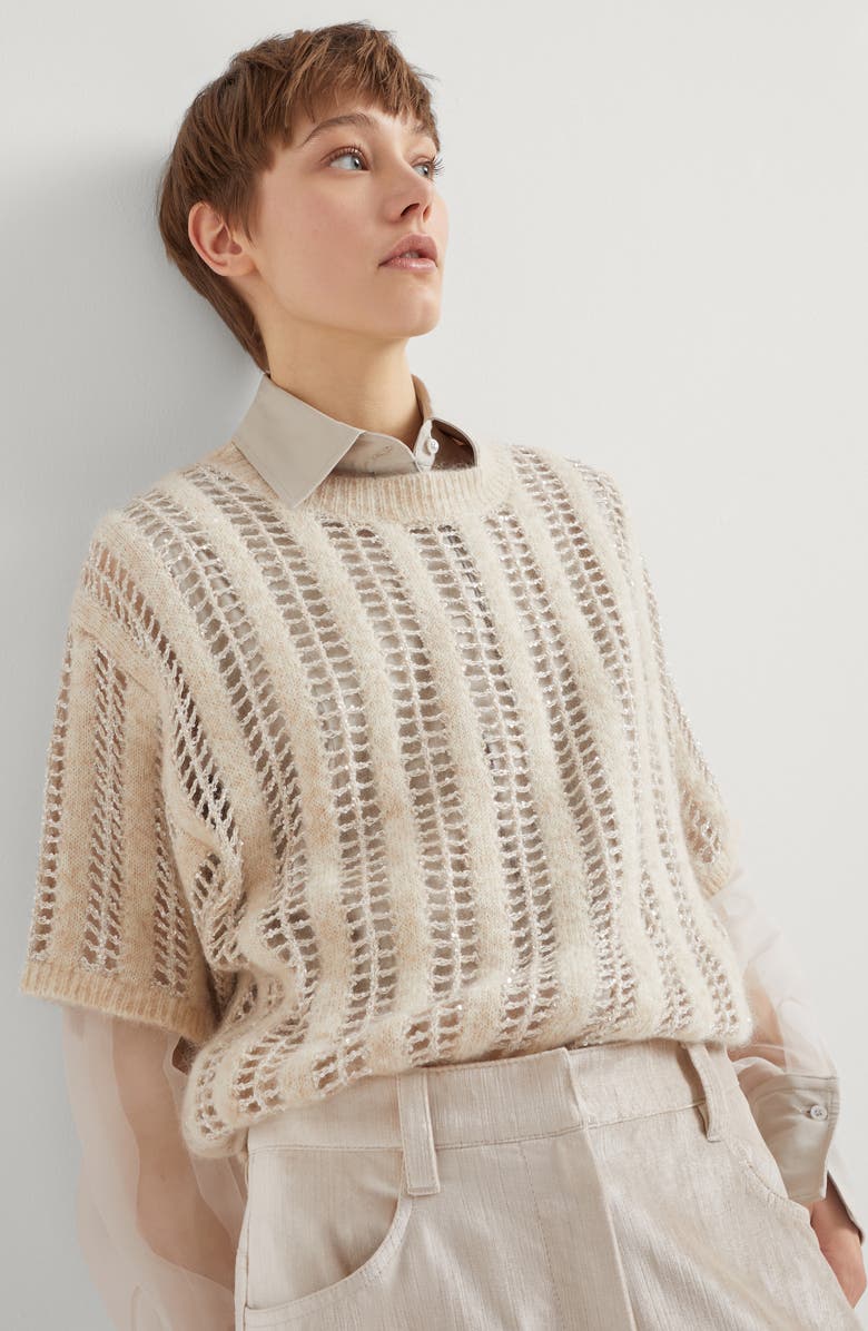 Brunello Cucinelli Dazzling Net sweater, Alternate, color, 