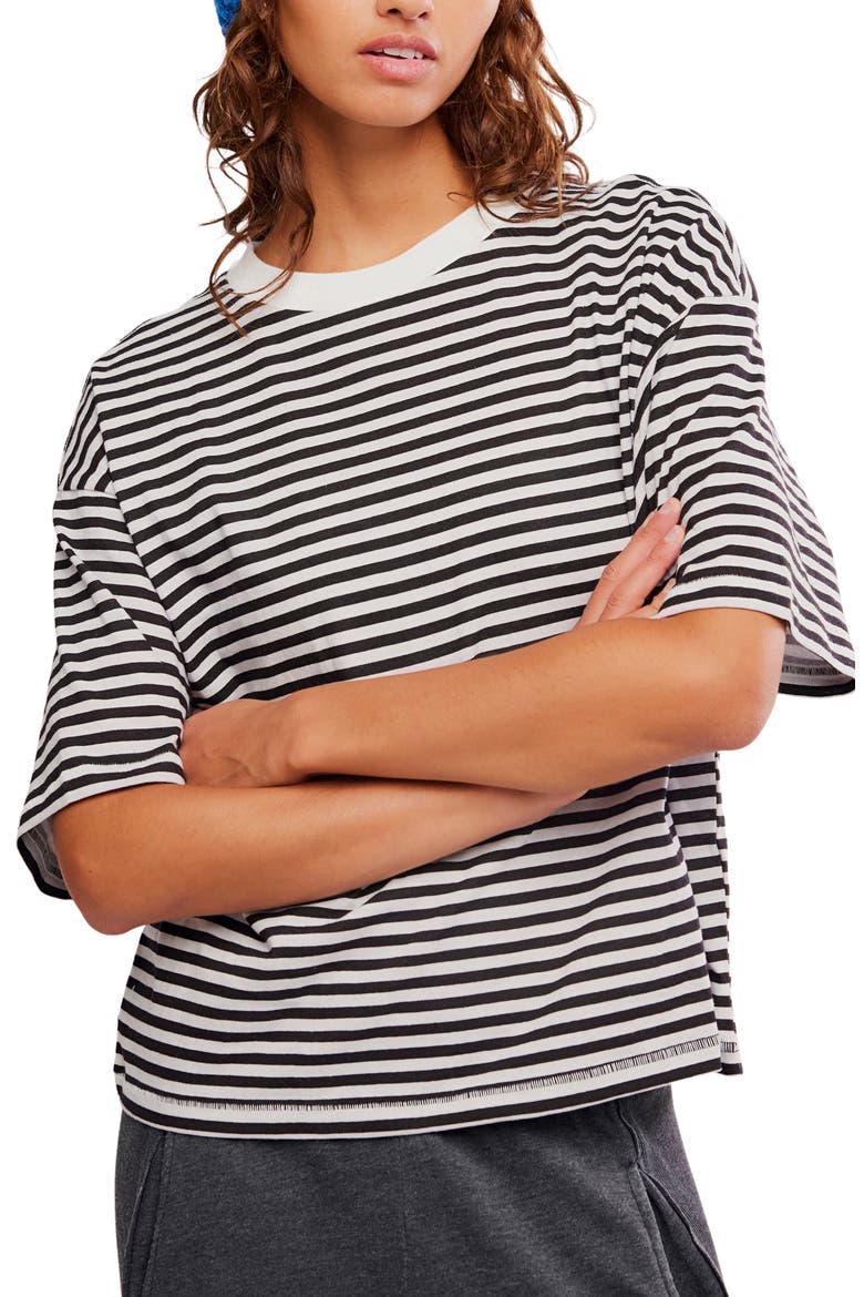 FP Movement Stripe Relaxed Fit Cotton T-Shirt, Main, color, COURT STRIPE BLACK WHITE