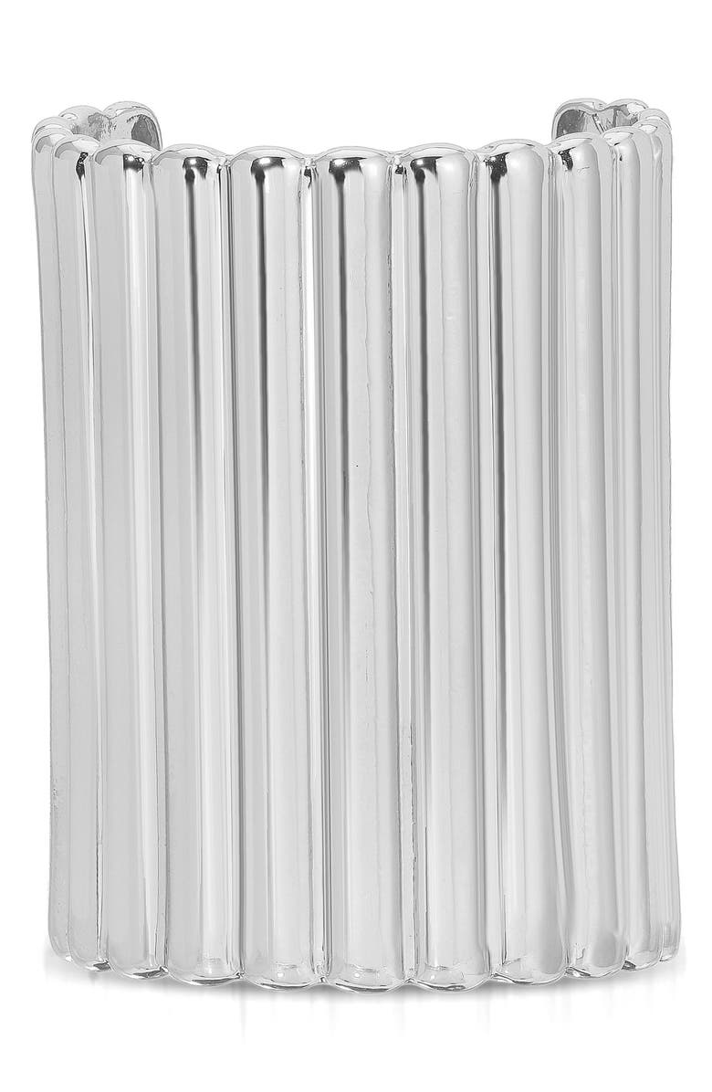 Ettika Ribbed Ponytail Cuff, Main, color, Silver