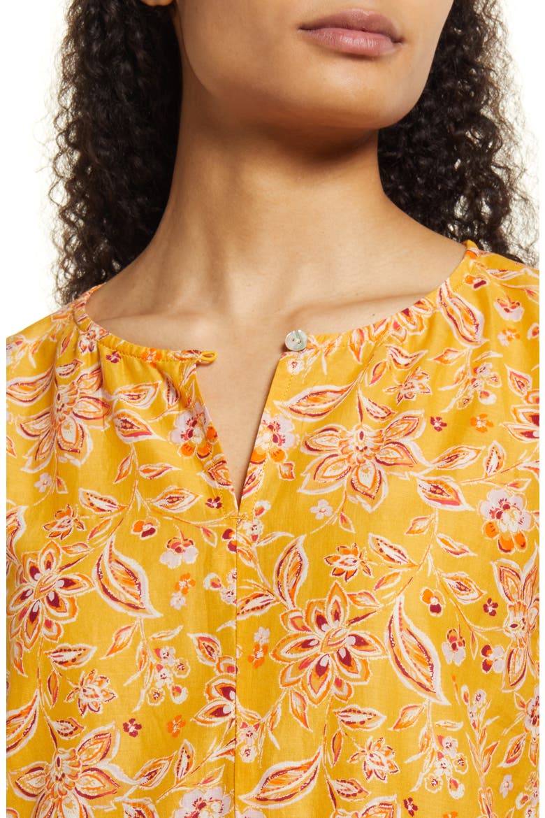 Jessa Border Print Cotton Top, Alternate, color, PAPAYA LILIES