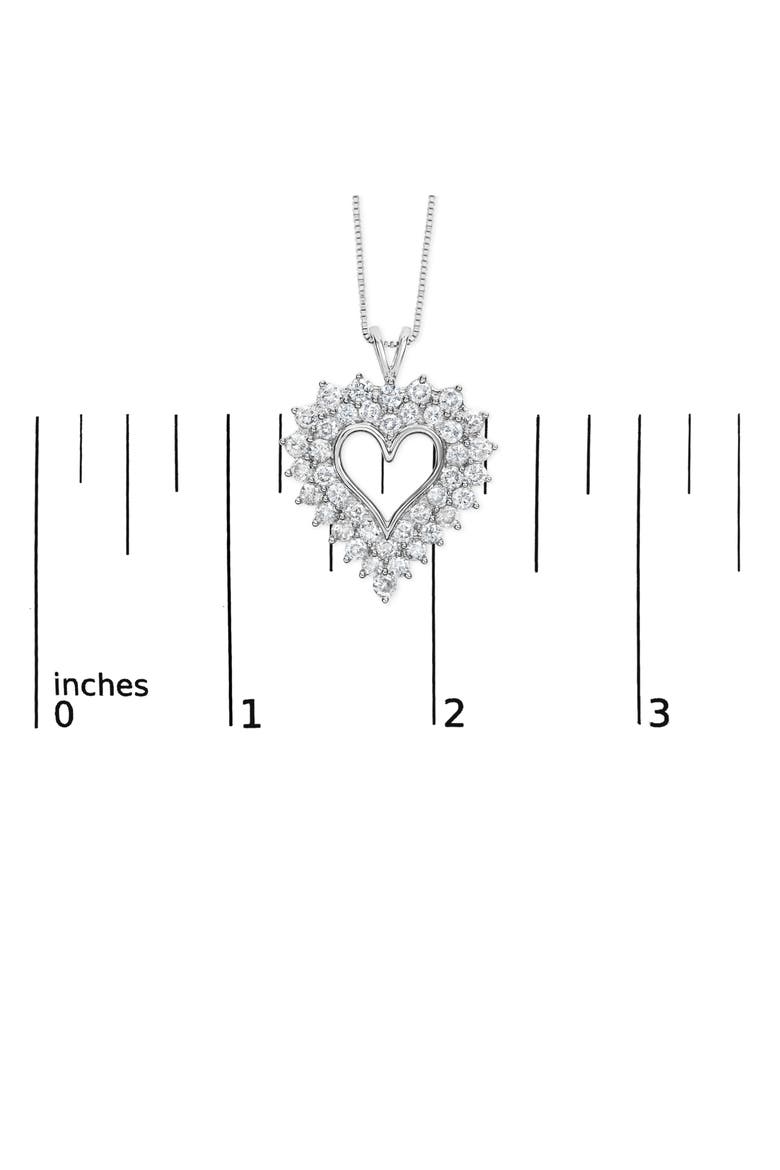 Silver 4.0 Cttw Diamond Two Row Open Heart 18" Pendant Necklace, Alternate, color, White
