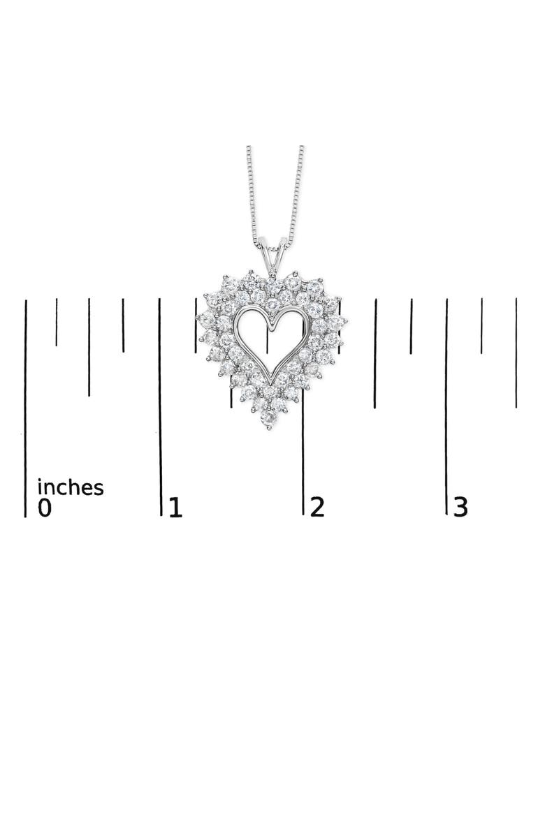 Haus of Brilliance Silver 4.0 Cttw Diamond Two Row Open Heart 18" Pendant Necklace, Alternate, color, White