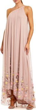 Mac Duggal One Shoulder High Low Embellished Trapeze Gown