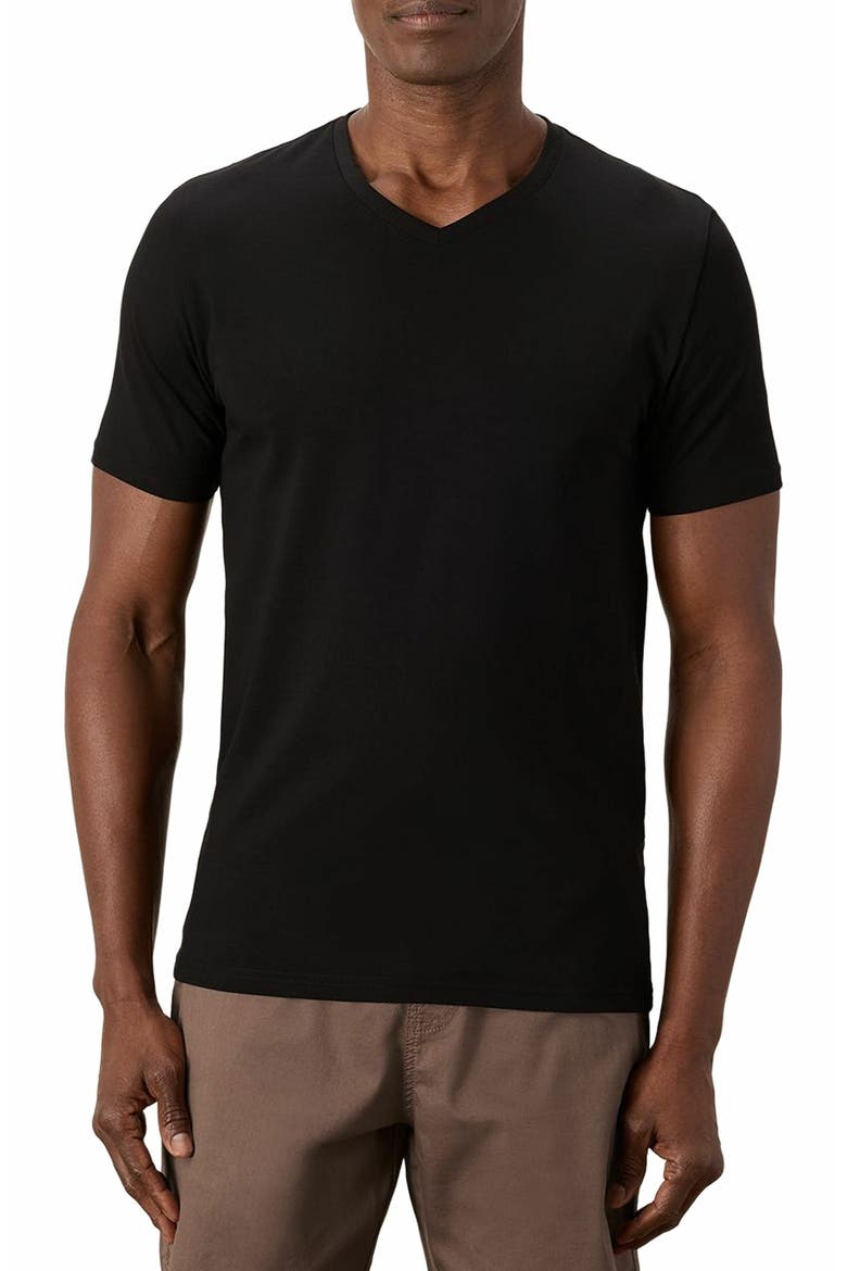 Luxe Stretch Jersey Slim V-Neck Tee, Alternate, color, Black