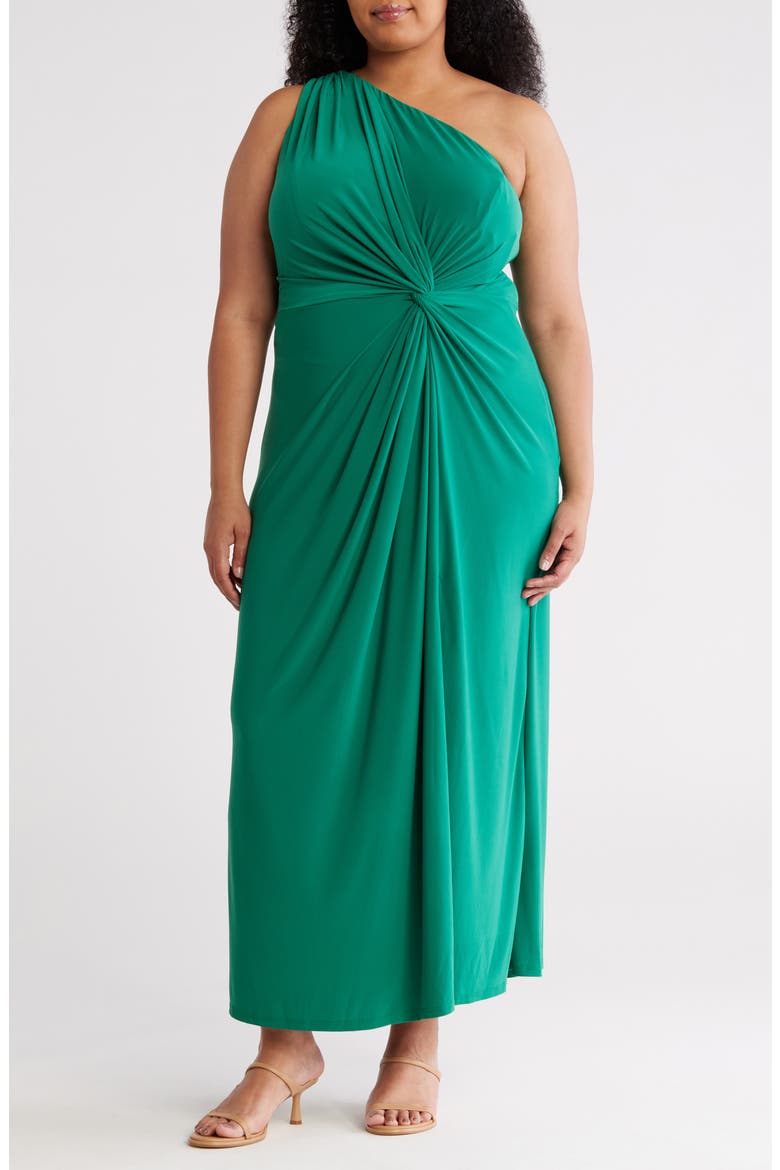 One-Shoulder Jersey Maxi Dress, Main, color, KELLY GREEN