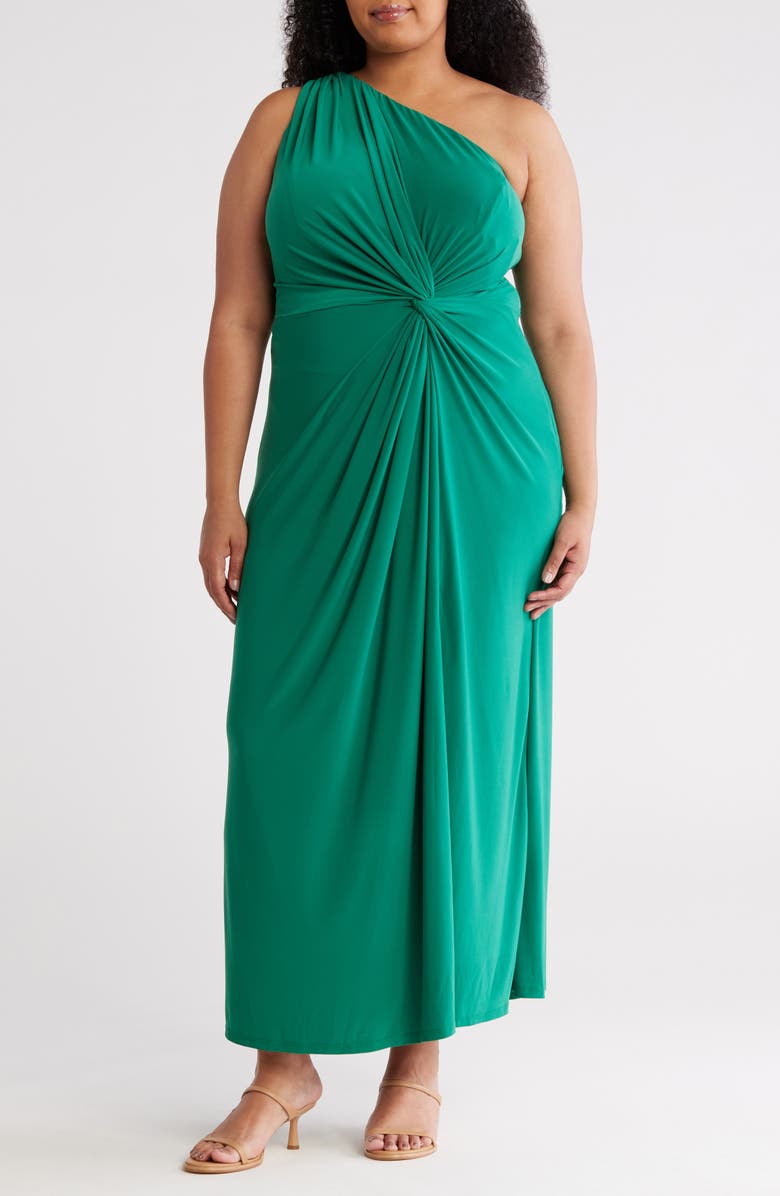 Marina One-Shoulder Jersey Maxi Dress, Main, color, Kelly Green